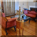 F21. Pair of Empire style settees. 37.5”h x 59”w x 22”d 